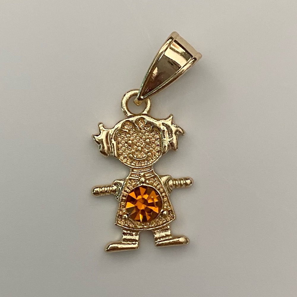November (Citrine) Gold Plated Gold Girl Birthstone Pendant